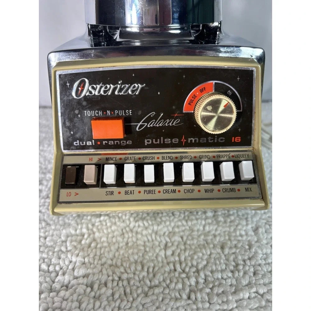 VTG Oster Galaxie Pulse-Matic 16 Blender, 3 Mini-Blend Containers TESTED WORKS